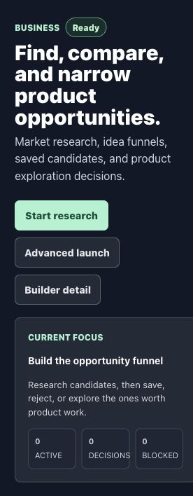 Aether business view — opportunity funnel and decision posture